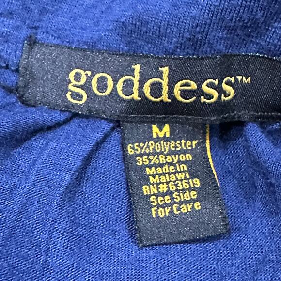 Goddess Embellished Top Women Size M Blue Studded V-Neck Tie Short Sleeve - Picture 6 of 6